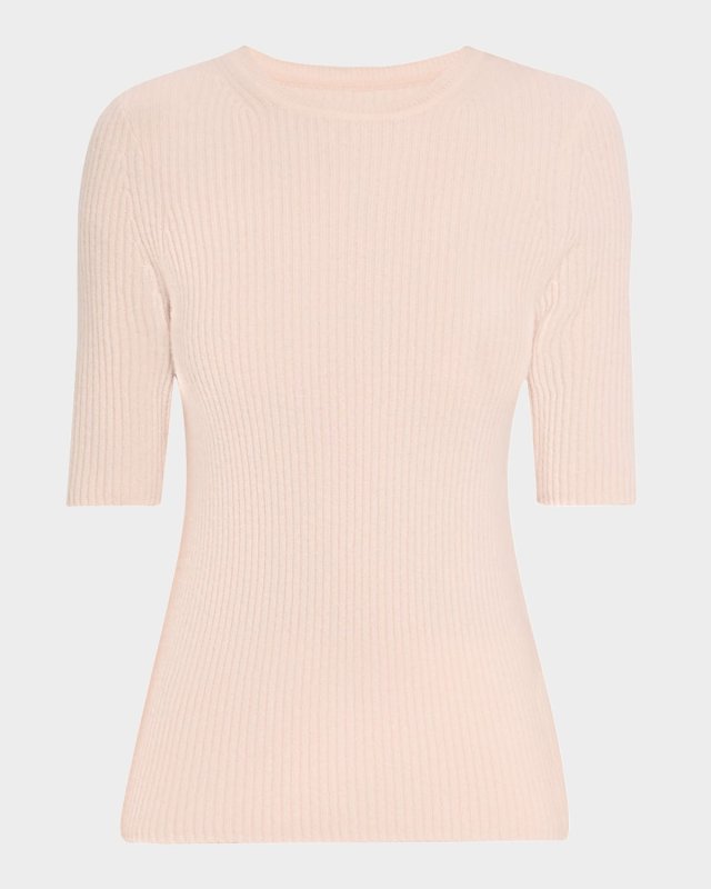 Powder Cashmere Rib-Knit Top